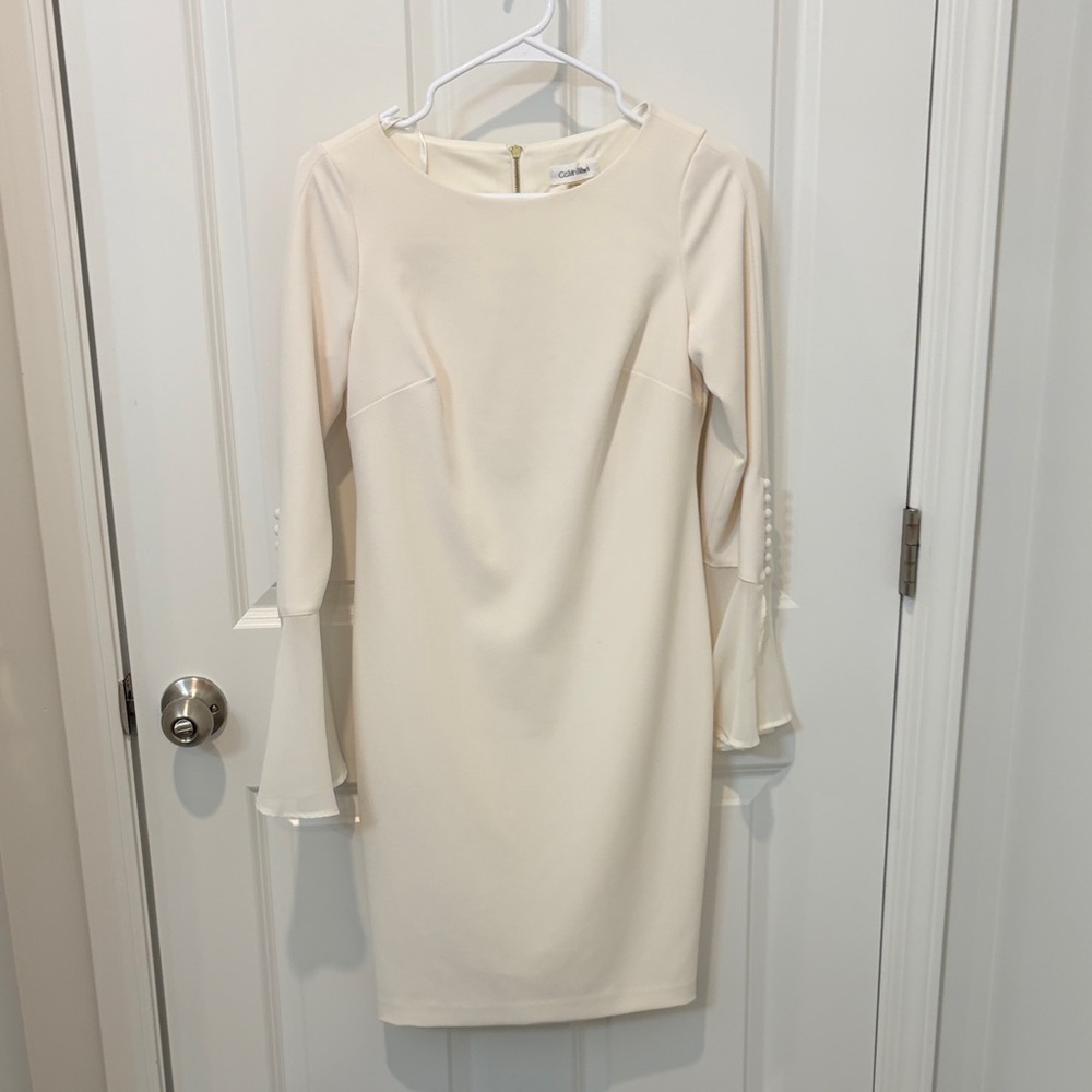Calvin Klein Cream Long Sleeve Dress